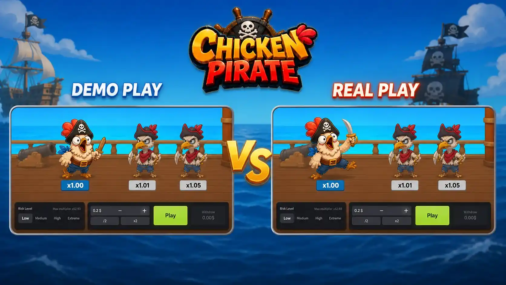 Chicken Pirate Demo vs Real Play