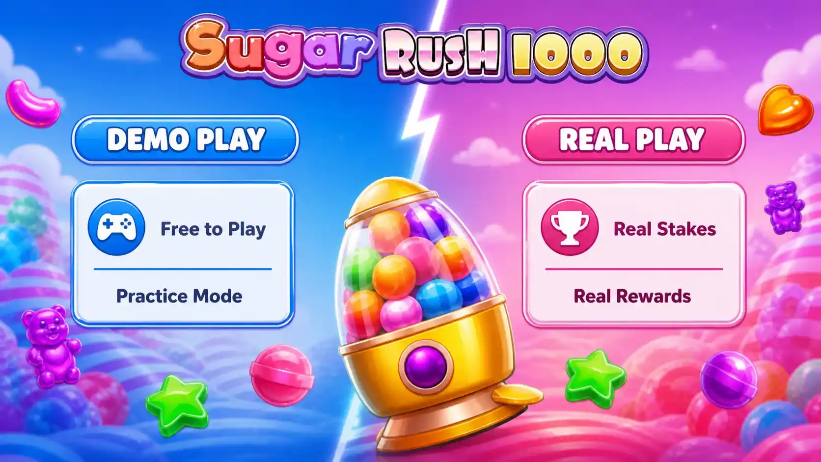 Demo vs Real Play in Sugar Rush 1000
