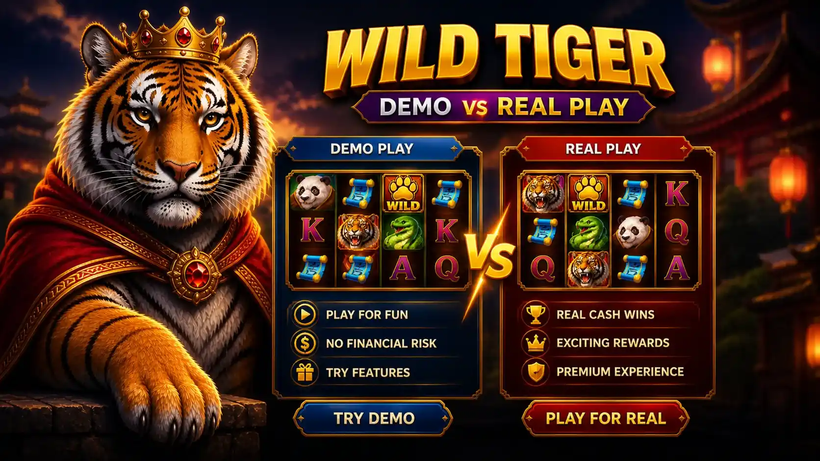 Wild Tiger Demo vs Real Play